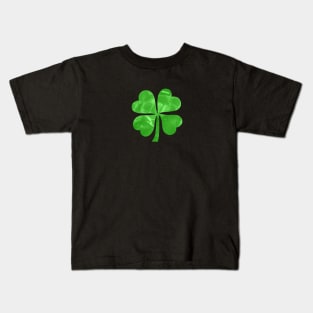 Watercolor green clover with four leaves Kids T-Shirt